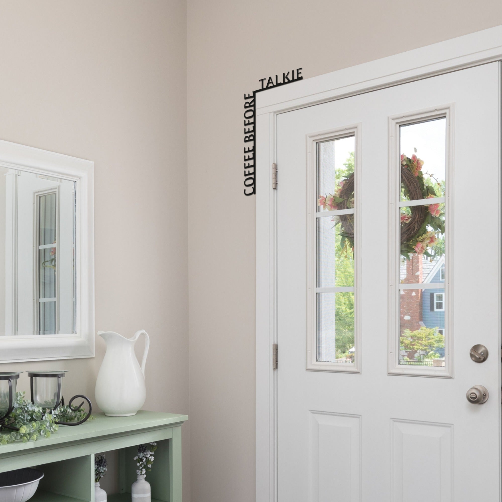 Wooden Corner Quote – Coffee Before Talkie