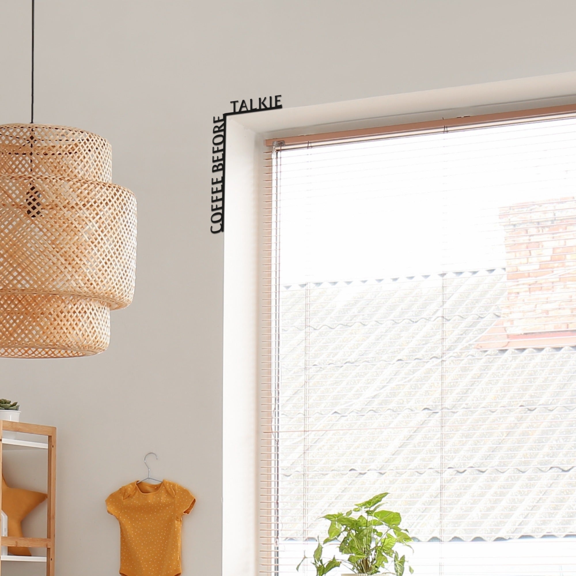 Wooden Corner Quote – Coffee Before Talkie