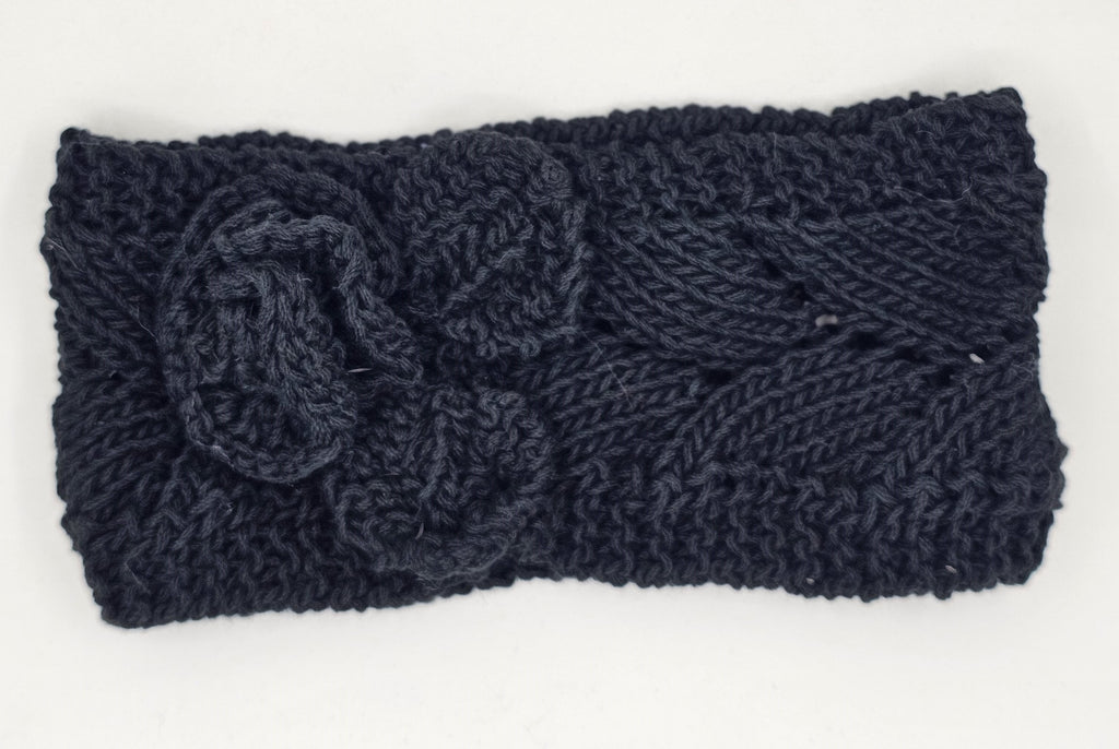 Hand Knit Headband - Black