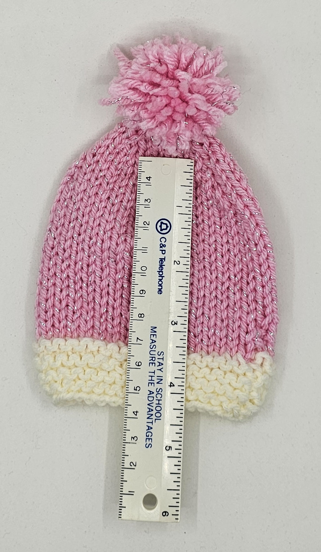 Hand Knit Newborn Beanie with pom-pom