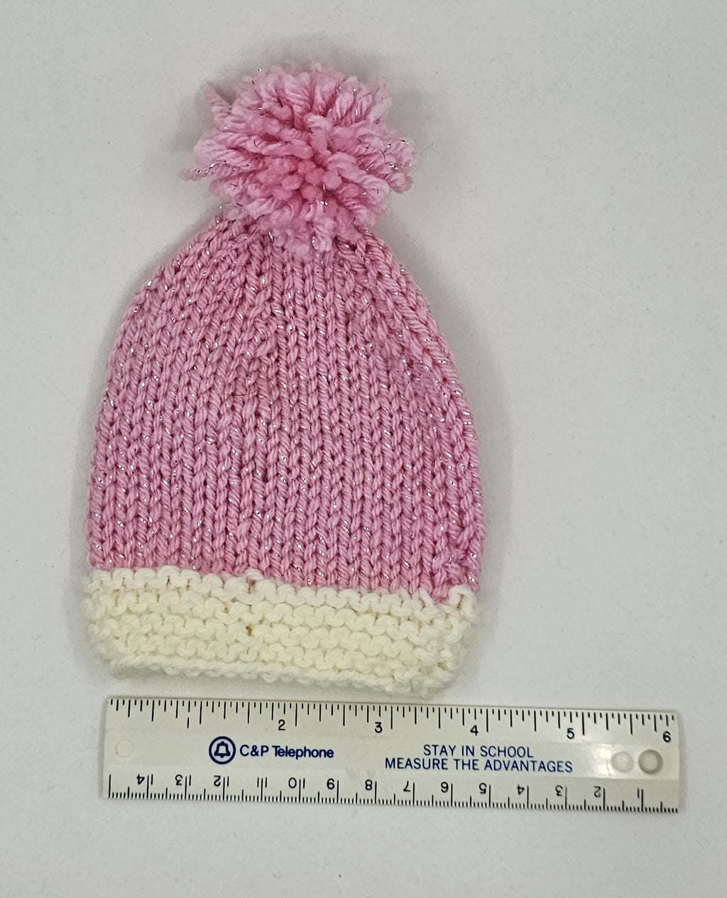 Hand Knit Newborn Beanie with pom-pom