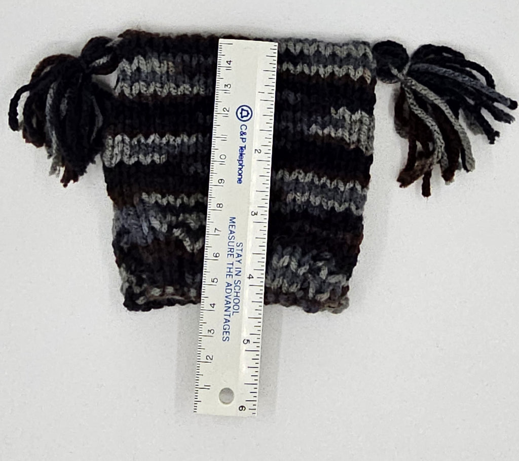 Hand Knit Newborn Beanie Striped - Black and Grey