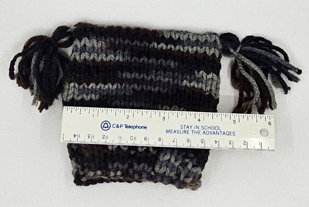 Hand Knit Newborn Beanie Striped - Black and Grey
