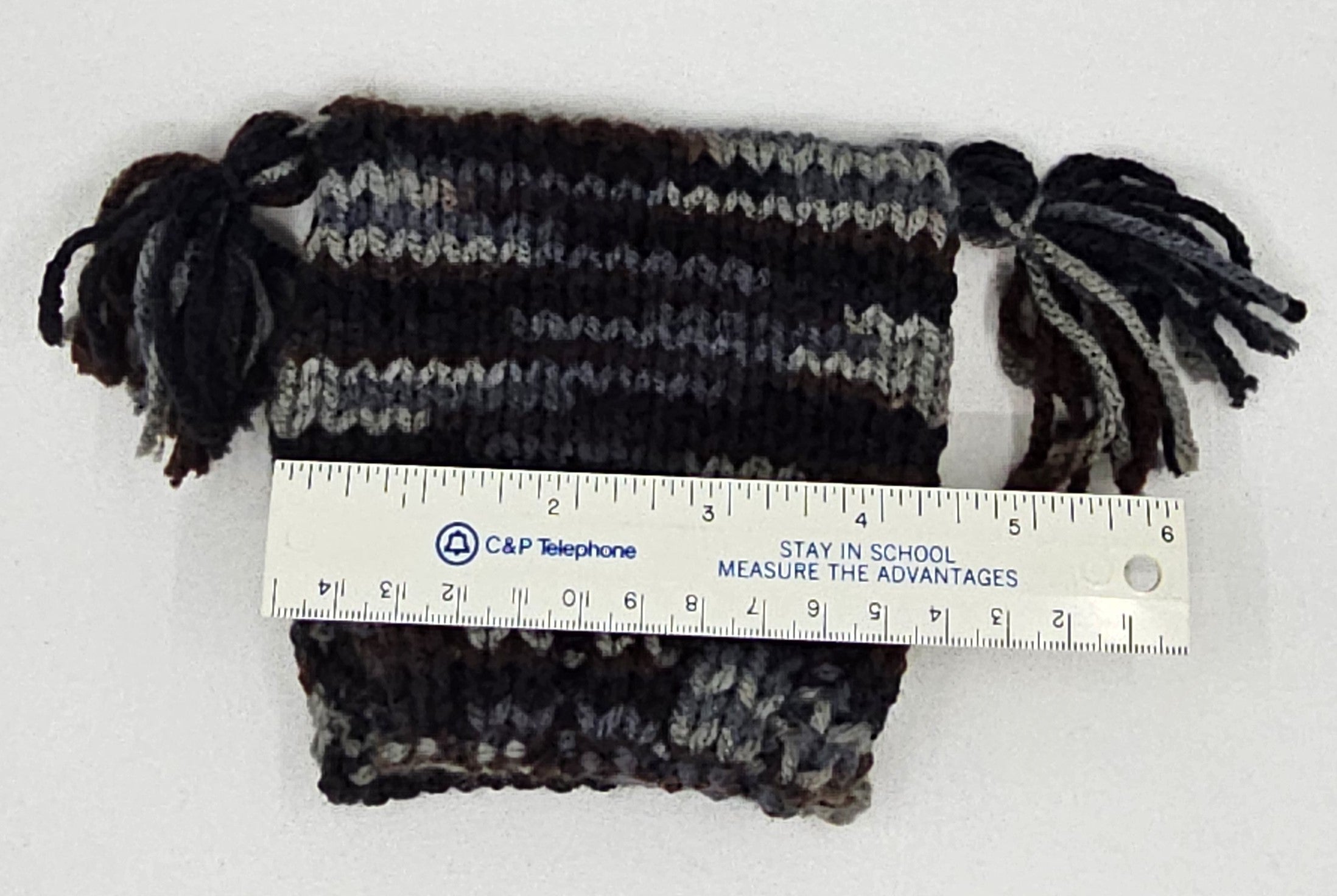 Hand Knit Newborn Beanie Striped - Black and Grey