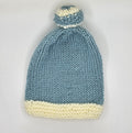 Hand Knit Infant Beanie - Blue and White