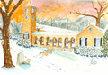 Watercolor note card featuring the Emanuel Greenwood church in Virginia