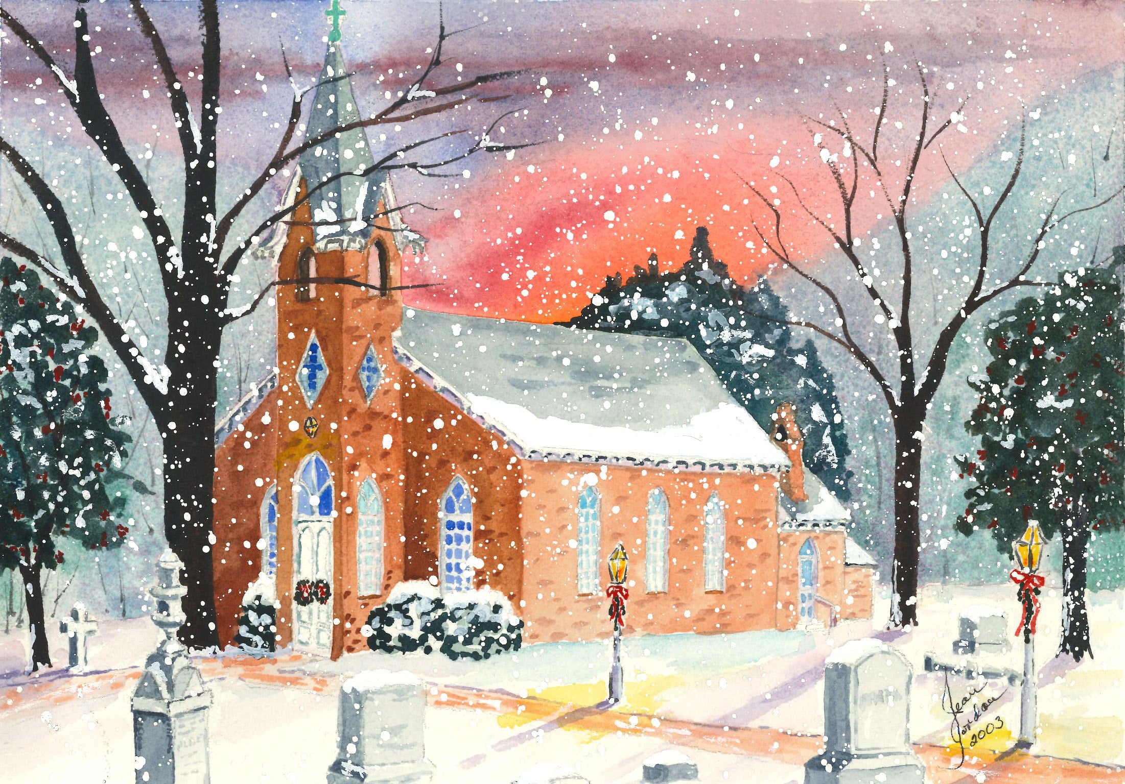 Watercolor note card featuring the historic Christ Church Kingston in Virginia